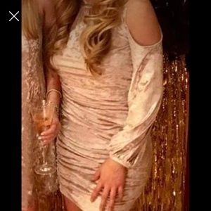Crushed Velvet Cold Shoulder Dress